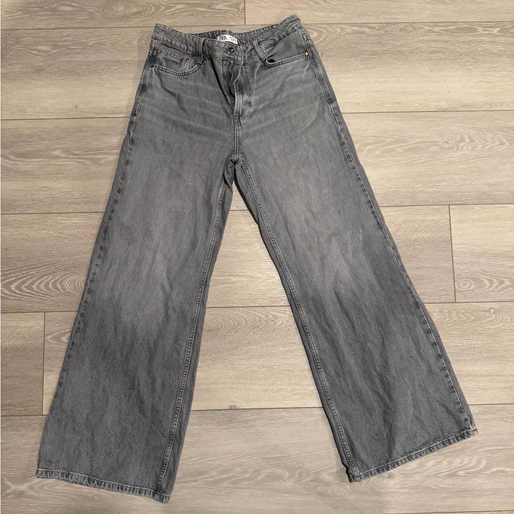 Zara Women's Wide Leg Gray Jeans
